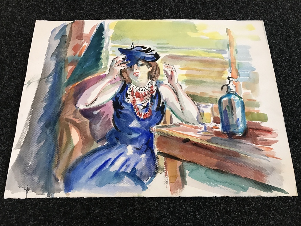 Buy FREEK VAN DEN BERG Originele Aquarel  " MODEL "? Bid from 1!
