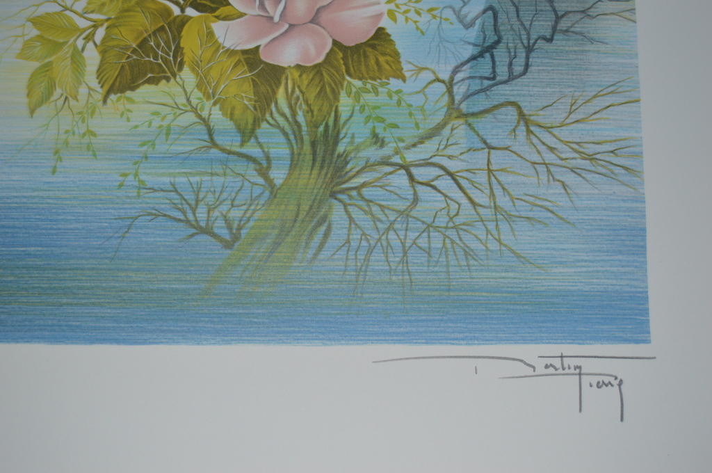 Pierre Bertin: 'Les Roses', grote kleurenlithografie, handgesigneerd kopen? Bied vanaf 1!