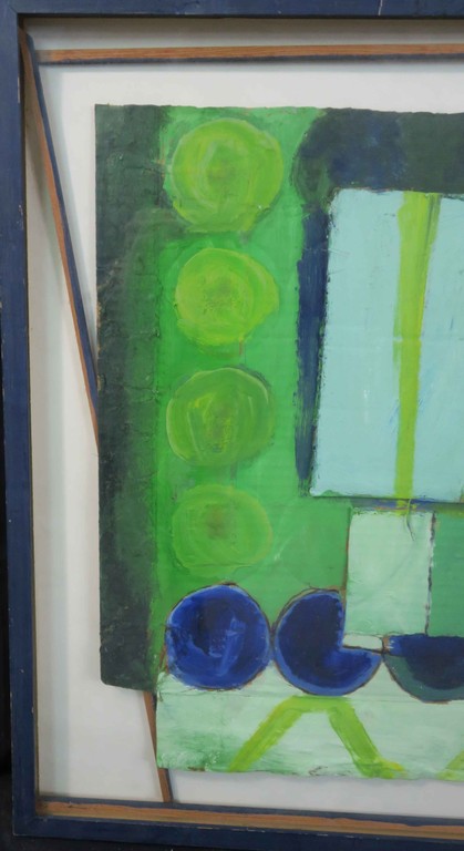 Meertje Kaal: Acryl op Collage van karton, Trein van Lubbers - Ingelijst kopen? Bied vanaf 1!