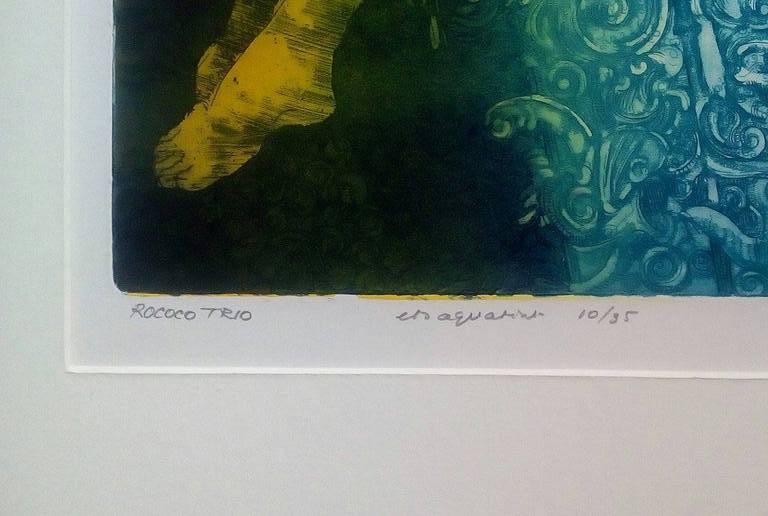 Michael Jepkes: ets/aquatint in passe-partout, Rococo trio kopen? Bied vanaf 80!