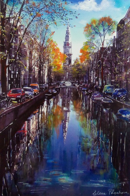 Elena Polyakova: Amsterdam, Gemengde techniek verkocht voor € 100!