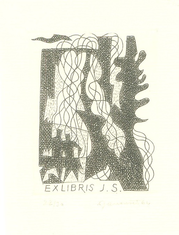 Janouškova: Drie etsen, Ex Libris (abstracte composities) kopen? Bied vanaf 1!