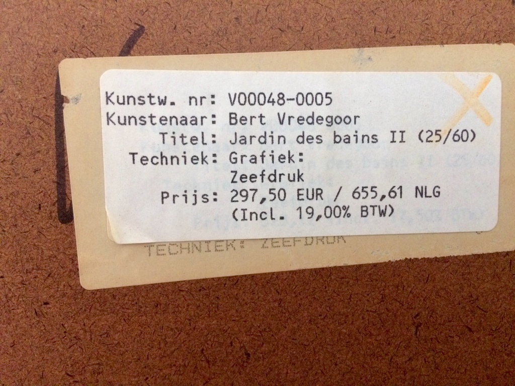 Bert Vredegoor: Zeefdruk, Le Jardin 2 kopen? Bied vanaf 1!