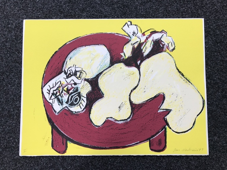 Jan Sierhuis Zeefdruk/Litho de rode tafel 1973 kopen? Bied vanaf 1!