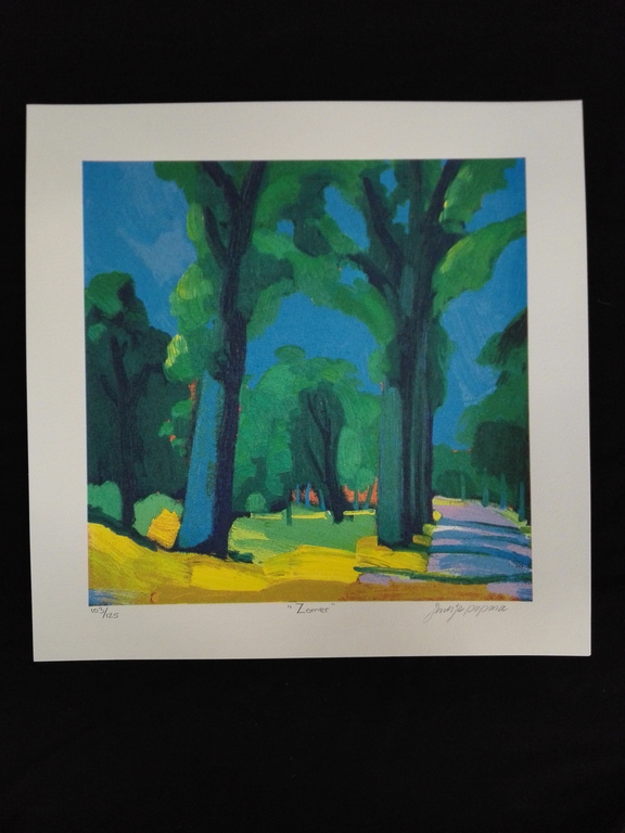 Jentsje Popma, zeefdruk op papier, Titel: zomer kopen? Bied vanaf 75!