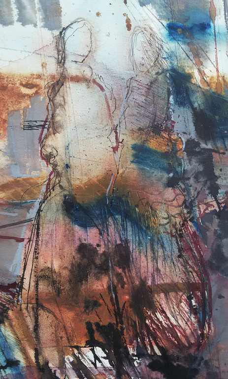 Personages in architectonisch landschap, gemengde techniek (prachtig ingelijst) kopen? Bied vanaf 125!