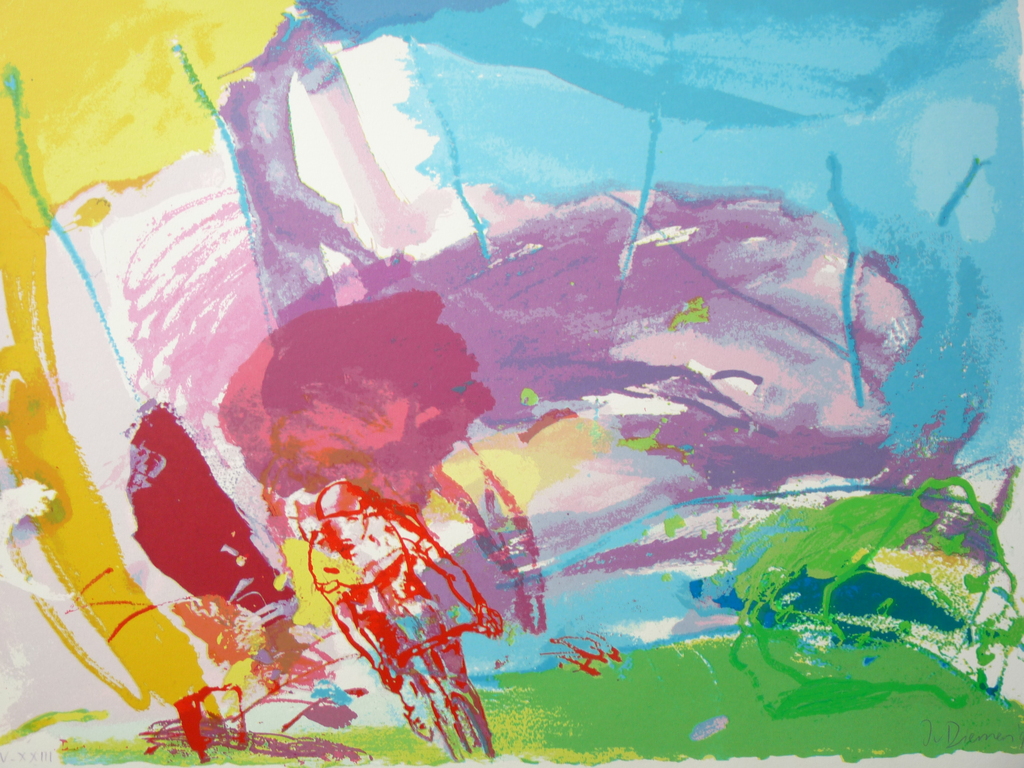 JAN VAN DIEMEN ZEEFDRUK "WIELRENNER" uit 1994 verkocht voor € 50!