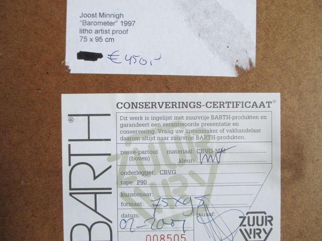 Joost Minnigh, grote litho "Barometer" Barth lijst kopen? Bied vanaf 70!