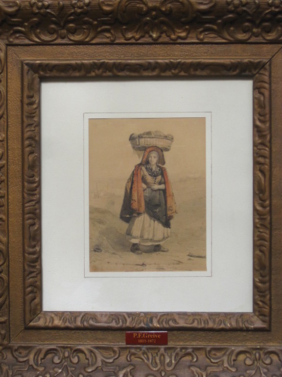 Petrus F Greive 1811-1872 aquarel "visvrouw bij Katwijk" omstreeks 1860 kopen? Bied vanaf 1!