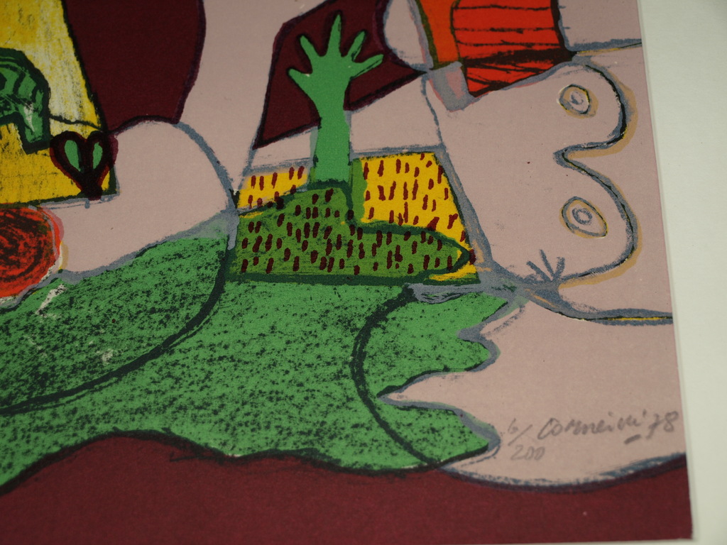 CORNEILLE : Litho,  'Femme et oiseau' – gesigneerd en ingelijst - 1978  kopen? Bied vanaf 125!