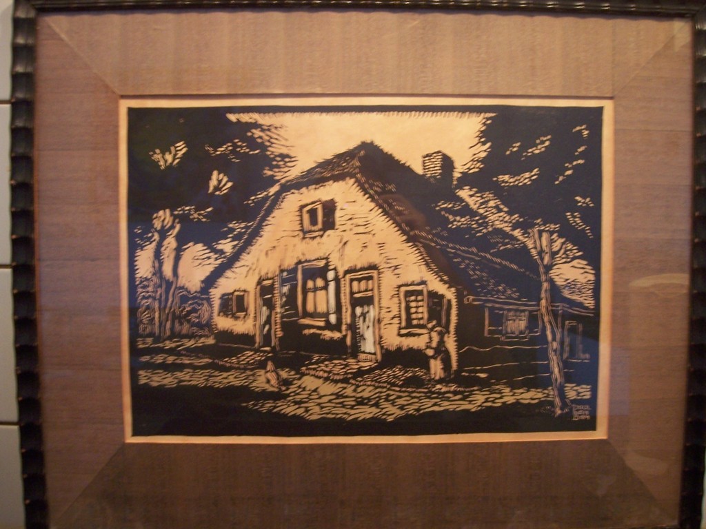 Paul van Dam, houtgravure, Boerderij met Boerin kopen? Bied vanaf 20!