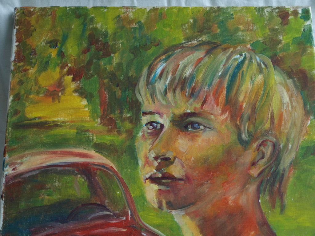 Gijs, Aad of Justus Donker? : Acrylverf op doek –Volkswagen & Model–After Nature kopen? Bied vanaf 1!