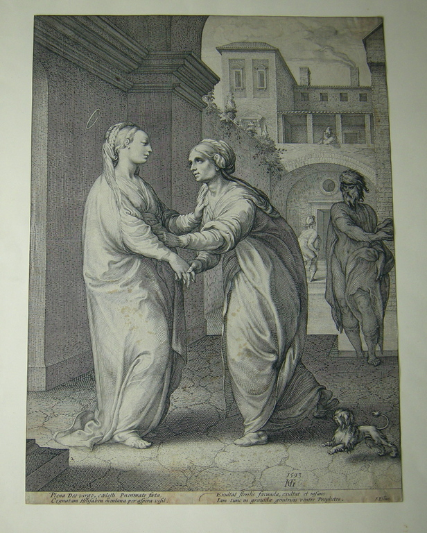 Hendrik Goltzius, gravure, Maria ontmoet Elisabeth verkocht voor € 100!