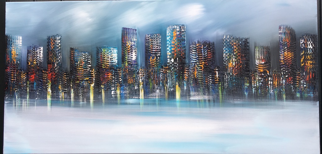 Gena - Skyline - Acrylverf op doek  verkocht voor € 315!