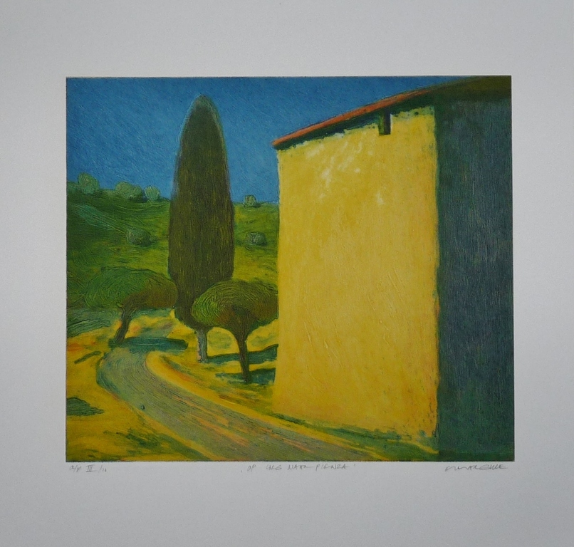 Elmar Gille, Reliëfdiepdruk, Op weg naar Pienza,  kopen? Bied vanaf 45!