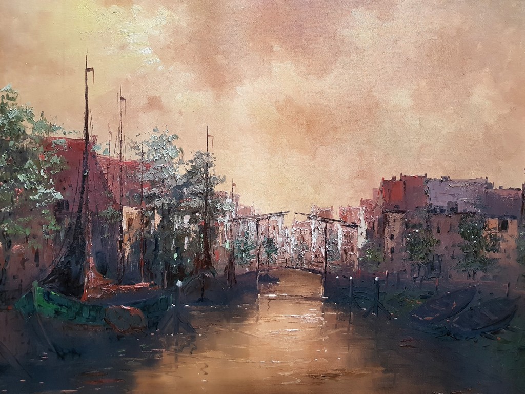 Rob de Haan - Stadsgracht - Gesigneerd kopen? Bied vanaf 100!