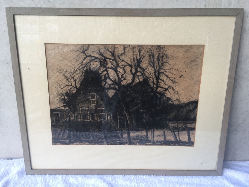 Johannes Karel Veerman: Houtskooltekening: Huizen in Santpoort kopen? Bied vanaf 1!