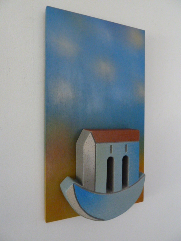 Stenen reliëf op paneel "Woonbootje" kopen? Bied vanaf 1!