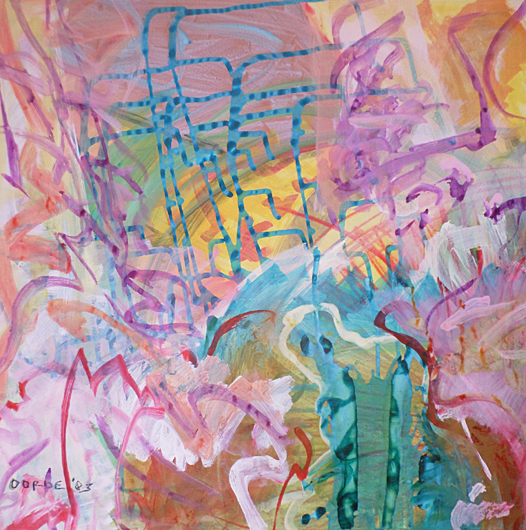 Peter van Oorde - Abstract, acrylverf op papier (groot) verkocht voor € 60!