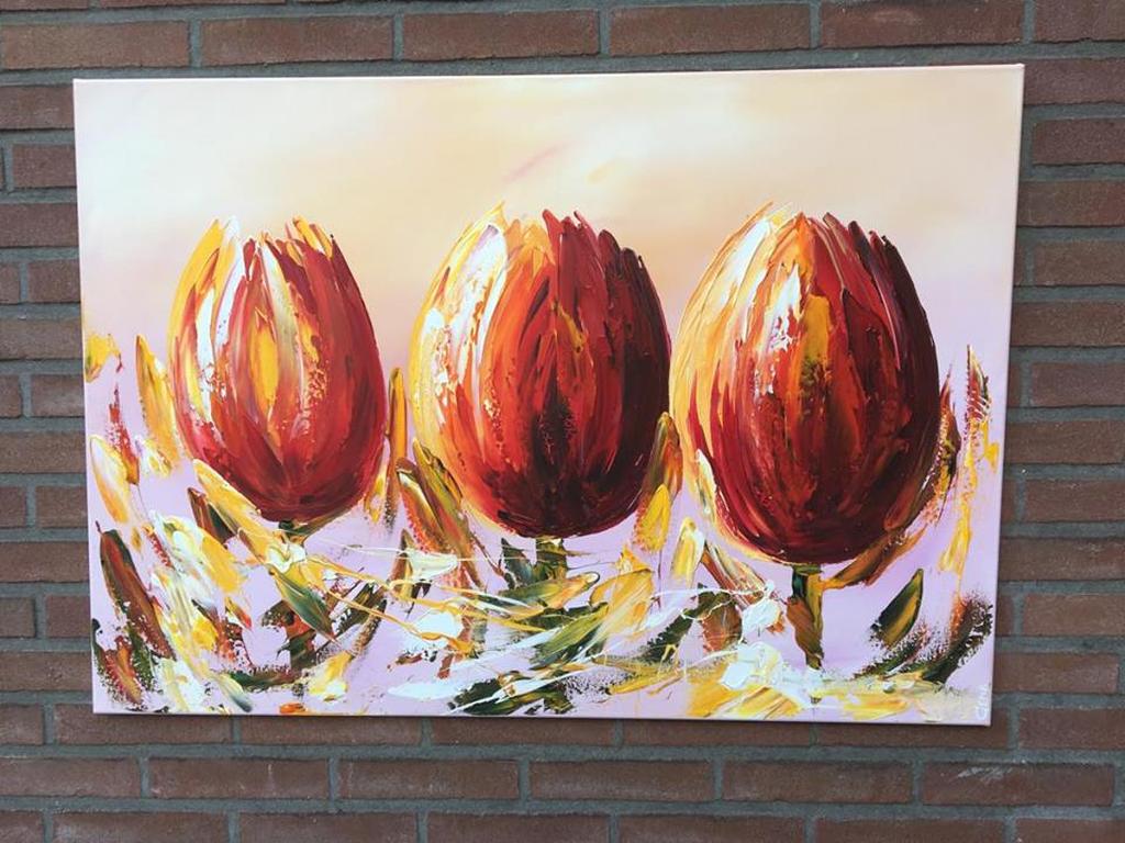 Gena - Tulpen - Acrylverf op doek - Gesignerd -2017 kopen? Bied vanaf 150!