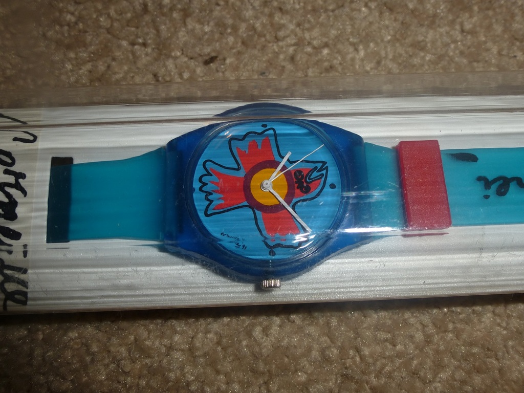 Corneille, horloge: Oiseaux, 1991, nieuw verkocht voor € 55!