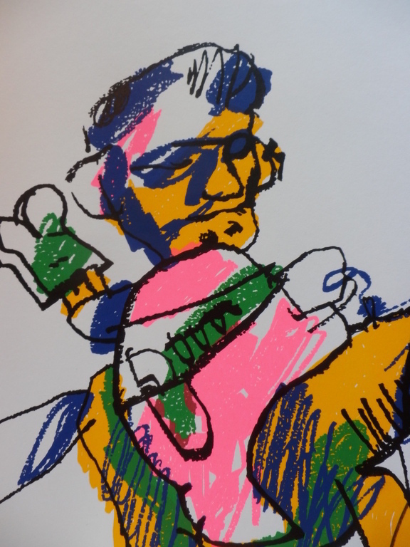 HERMAN BROOD  ZEER GROTE(70x70) HANDGESIGNEERDE Zeedruk  MAN EN PAARD kopen? Bied vanaf 100!