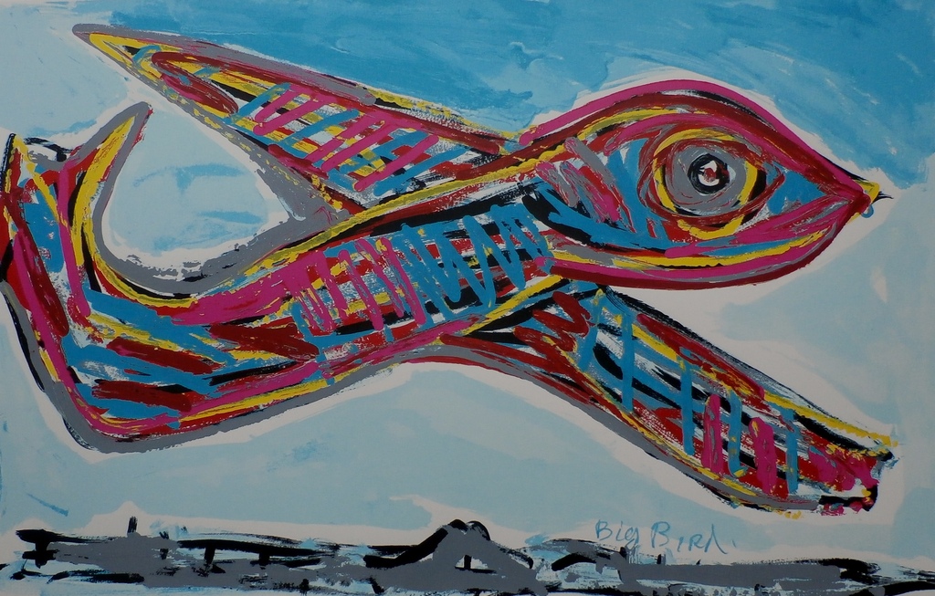 Karel Appel - zeefdruk: Big bird F 28 - 1983 verkocht voor € 195!