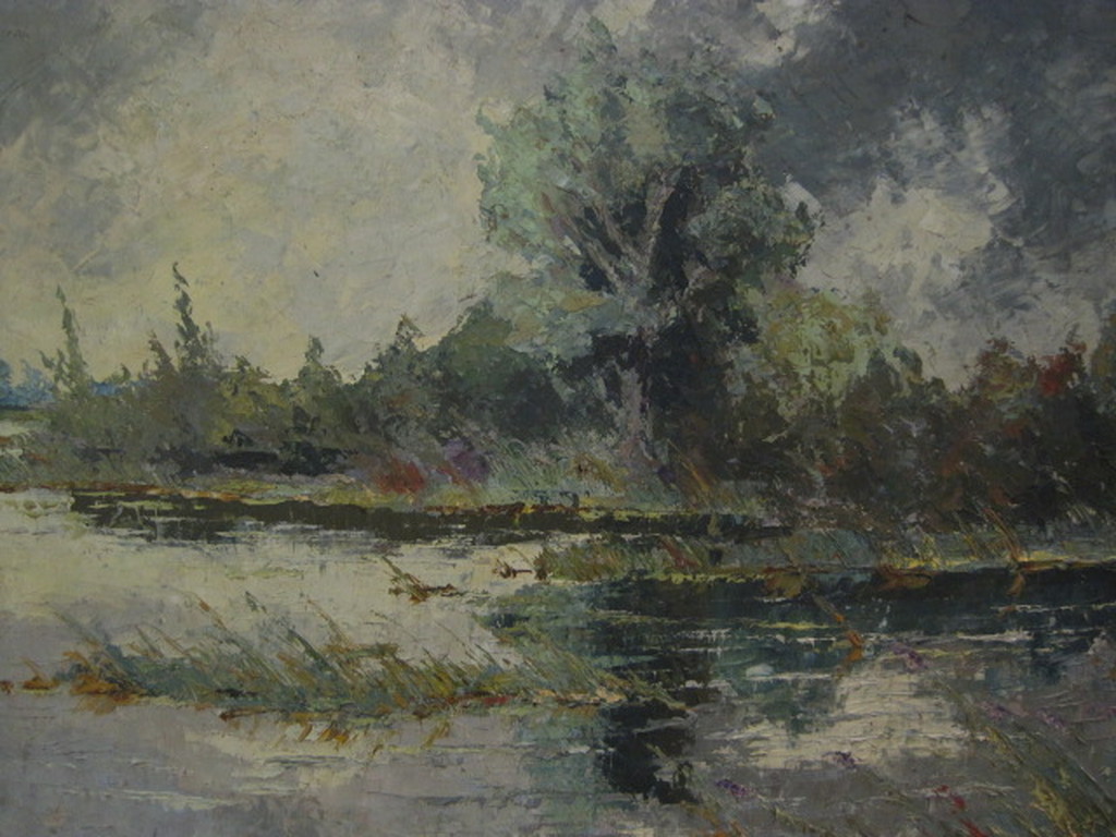 Louis Haver 1906-1969 groot olieverf "Loosdrechtse Plassen" omstreeks 1940 kopen? Bied vanaf 1!