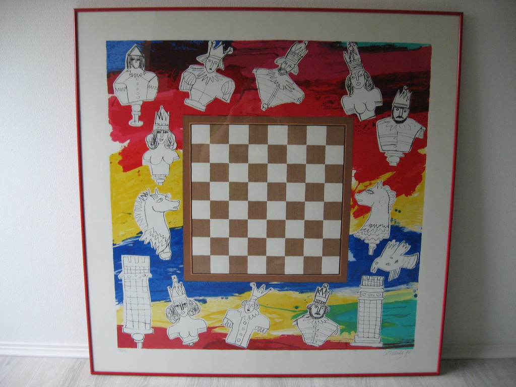Corneille: Kleurenlitho, Het Schaakbord, 1990 verkocht voor € 325!
