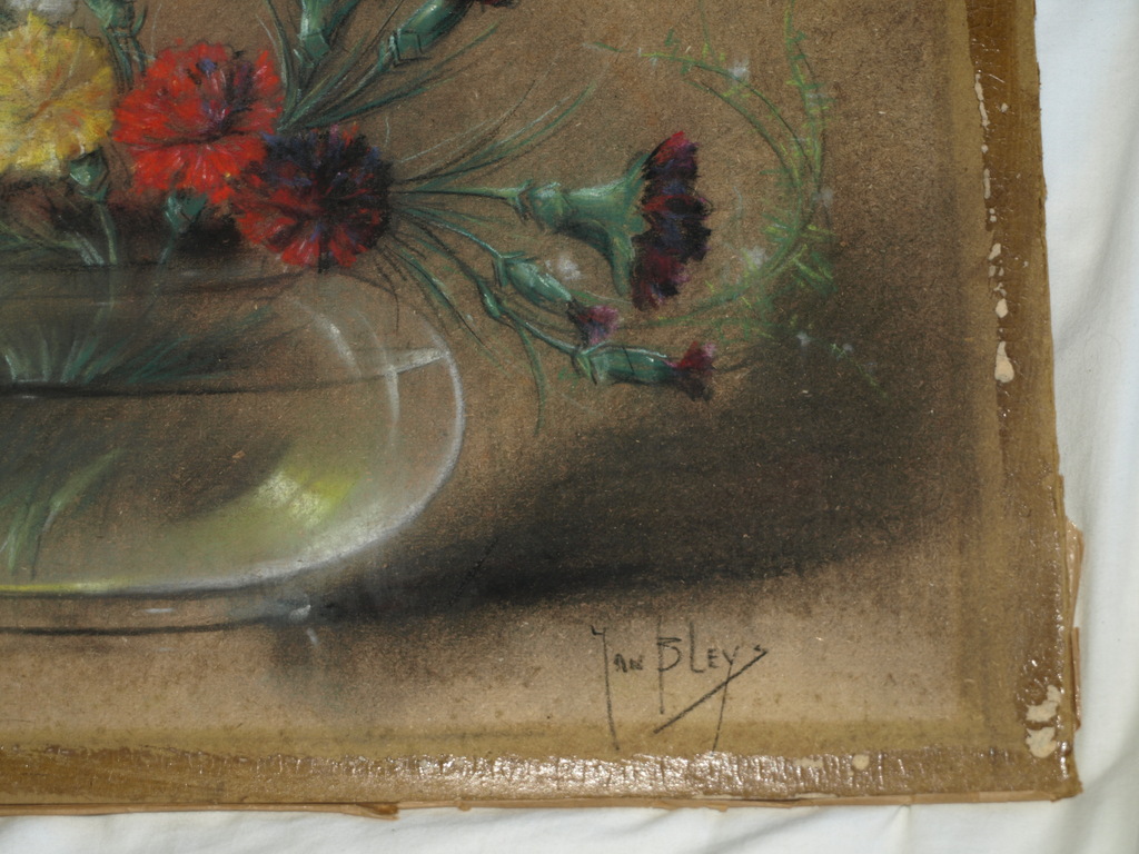 Jan Bleijs : Pastel , Vaas bloemen – gesigneerd – ca 1925 kopen? Bied vanaf 1!