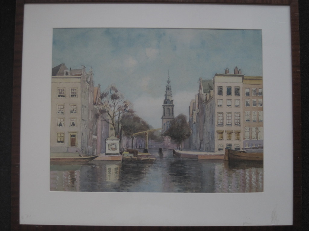 J.H.Melcher Tilmes 1847-1920 aquarel Amsterdam Zuiderkerk Groenburgwal  kopen? Bied vanaf 1!