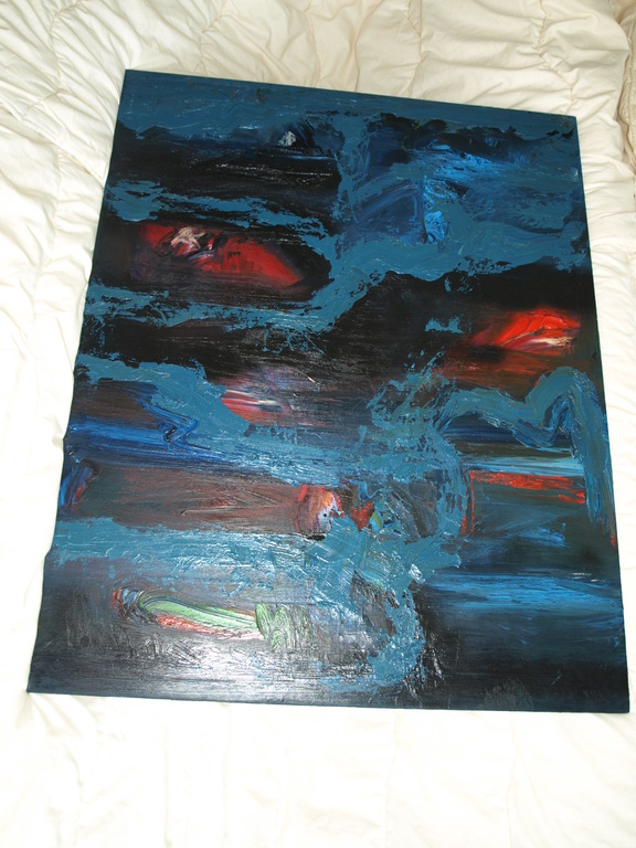 Onduidelijke signatuur  – Olieverf op paneel – Abstract - Gesigneerd - Groot kopen? Bied vanaf 1!