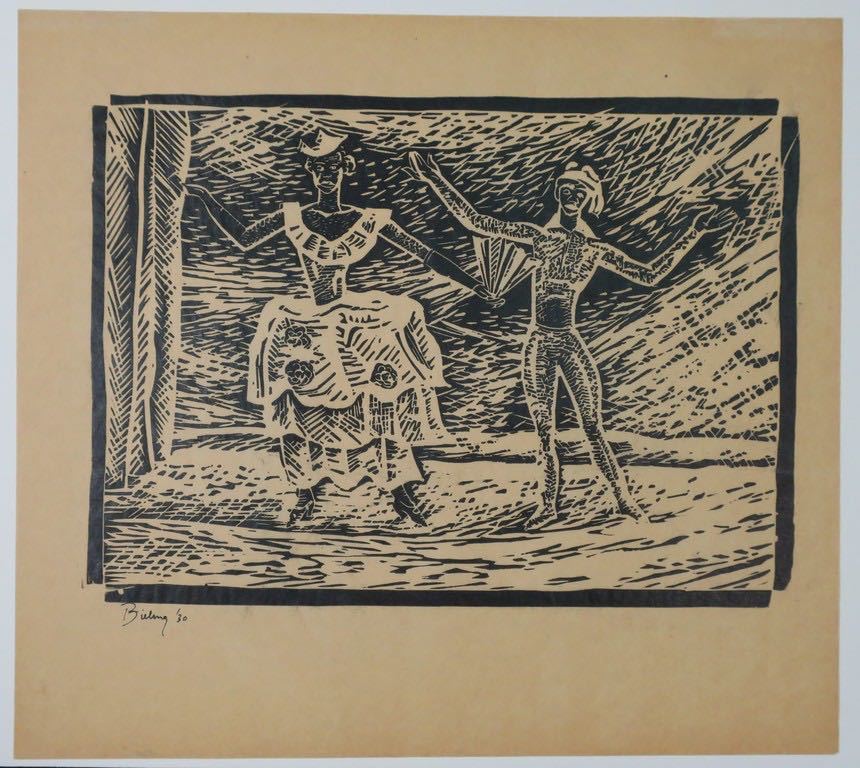 Herman Bieling: Lino op papier velin, Creoolse dansers kopen? Bied vanaf 1!
