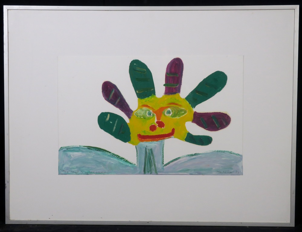 Meertje Kaal: Olieverf op papier, Nog nooit zo vrolijk geweest - Ingelijst kopen? Bied vanaf 1!