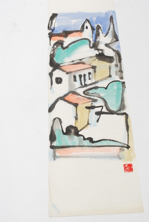 ERNST VIJLBRIEF (1934-2010) landschap, aquarel op rijstpapier kopen? Bied vanaf 1!