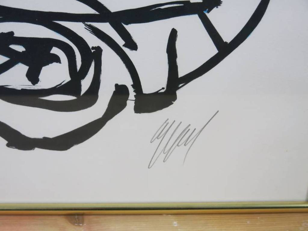 Karel Appel: Kleurenlitho, Strepen en vissen - Ingelijst kopen? Bied vanaf 250!