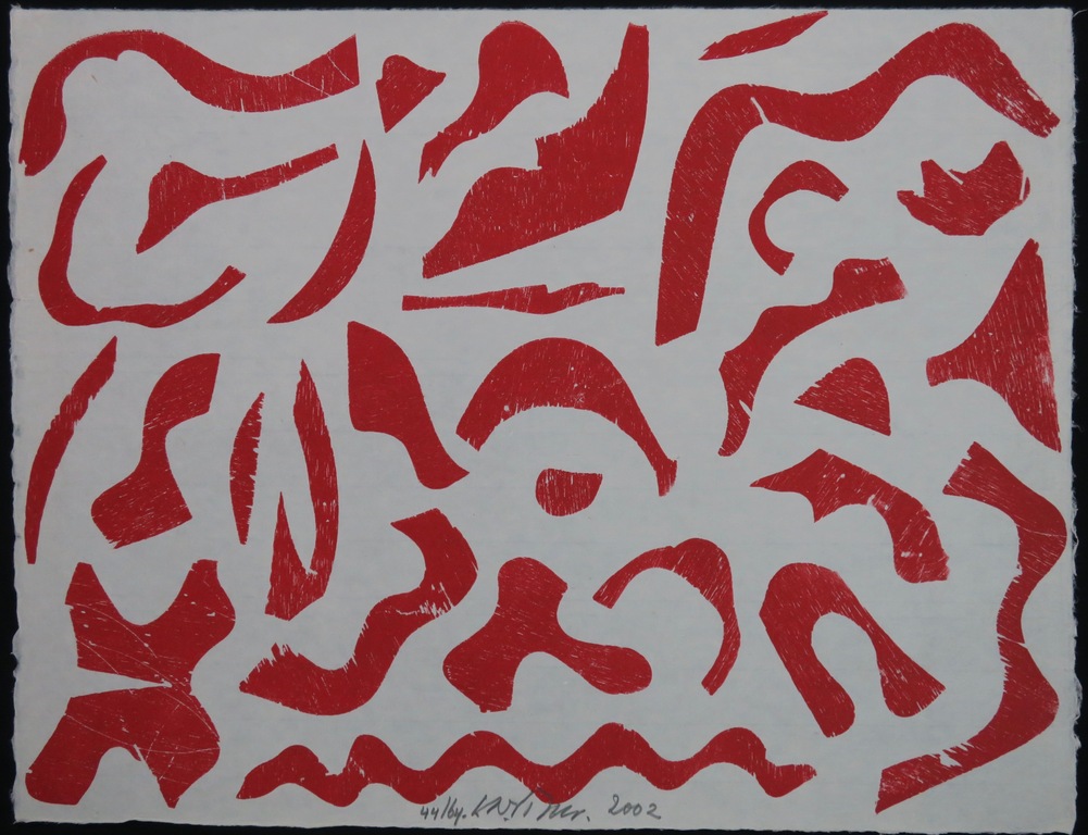 Carel Visser: Houtdruk op Japans papier, Rood verkocht voor € 80!