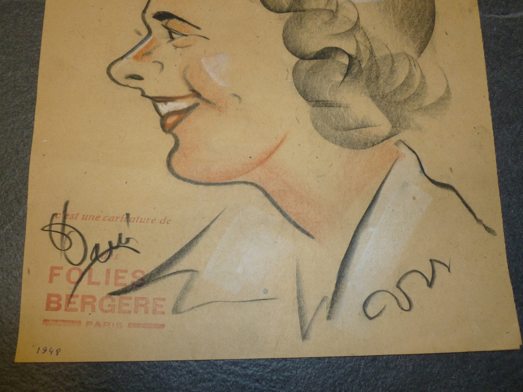 Mooie directe potloodtekening,originele stempel Folies Bergere Paris 1948. kopen? Bied vanaf 50!