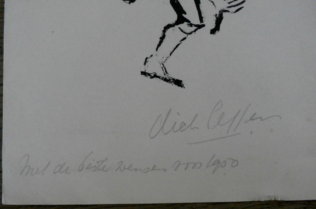 Dick Elffers - litho: Met de beste wensen voor 1950 kopen? Bied vanaf 20!