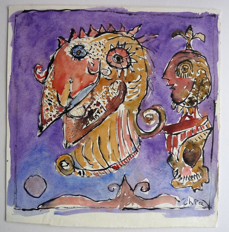 Carl-Henning Pedersen (1913 - 2007) - gesigneerde aquarel - 1952 kopen? Bied vanaf 2000!