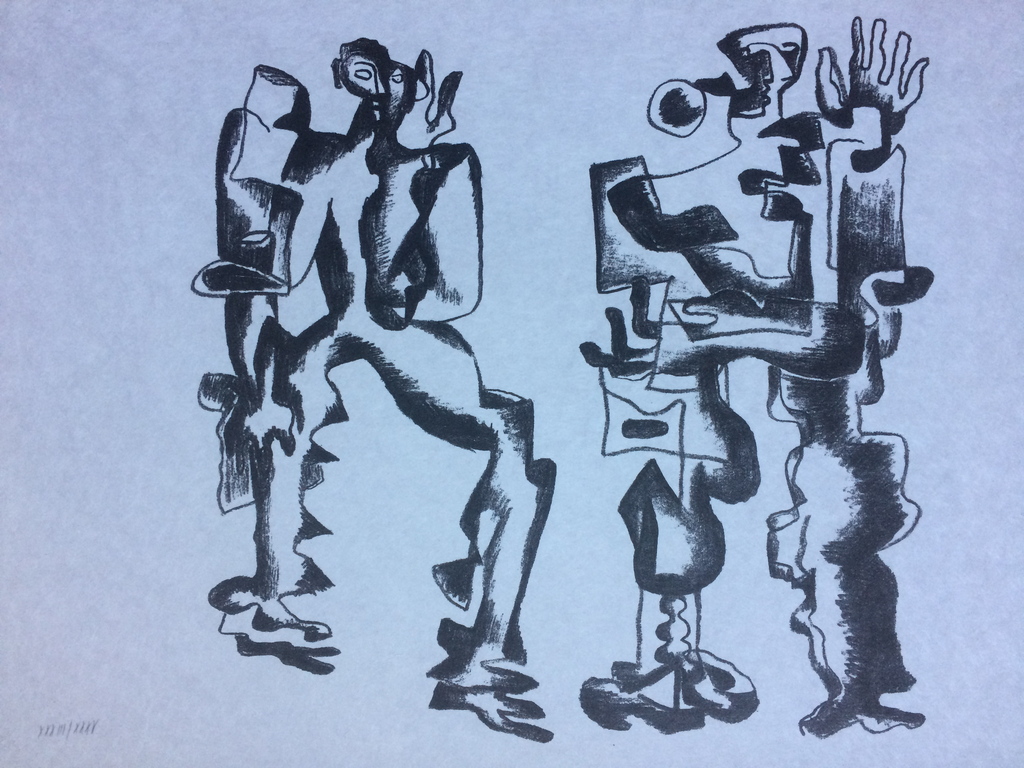 Ossip Zadkine - Deux figures - genummerde lithografie op Japans papier verkocht voor € 120!