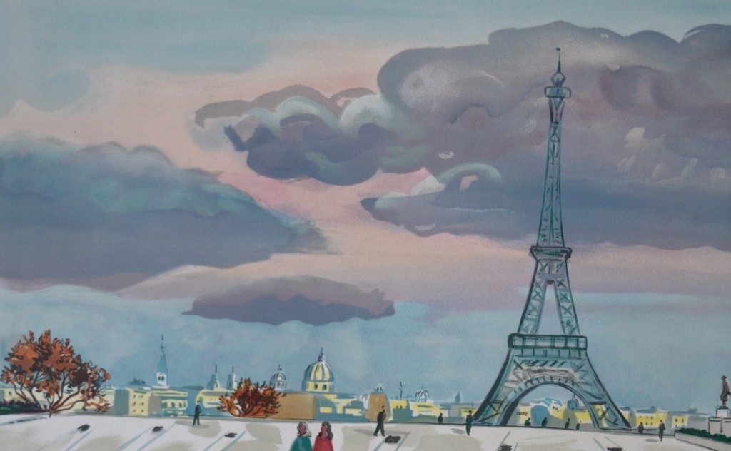 Yves Brayer  -  lithografie in kleur  - 'Parijs' kopen? Bied vanaf 1!
