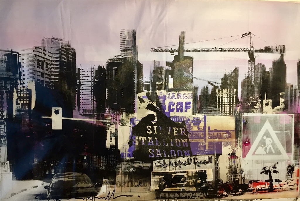 George Heidweiller - acrylverf en gemengde techniek op linnen- Dubia  verkocht voor € 505!