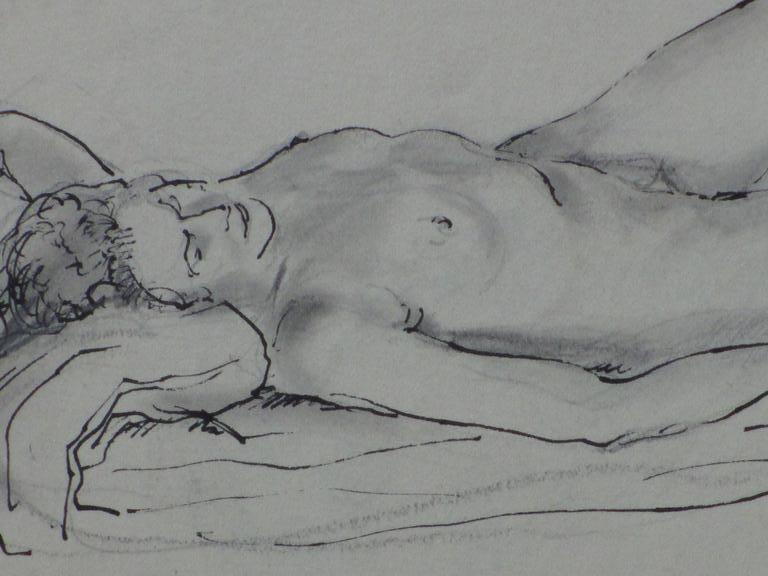 Harm Kamerlingh Onnes, Liggend Naakt, Inkttekening kopen? Bied vanaf 50!