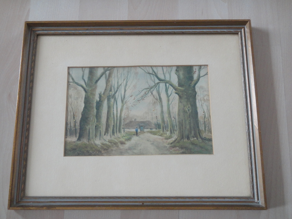 Vermoedelijk Engelse school, aquarel, 'boertje op bospad'. kopen? Bied vanaf 1!