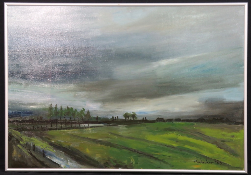 Andre Tigchelaar: Olieverf op doek, De Betuwe - Ingelijst (Groot) kopen? Bied vanaf 1!