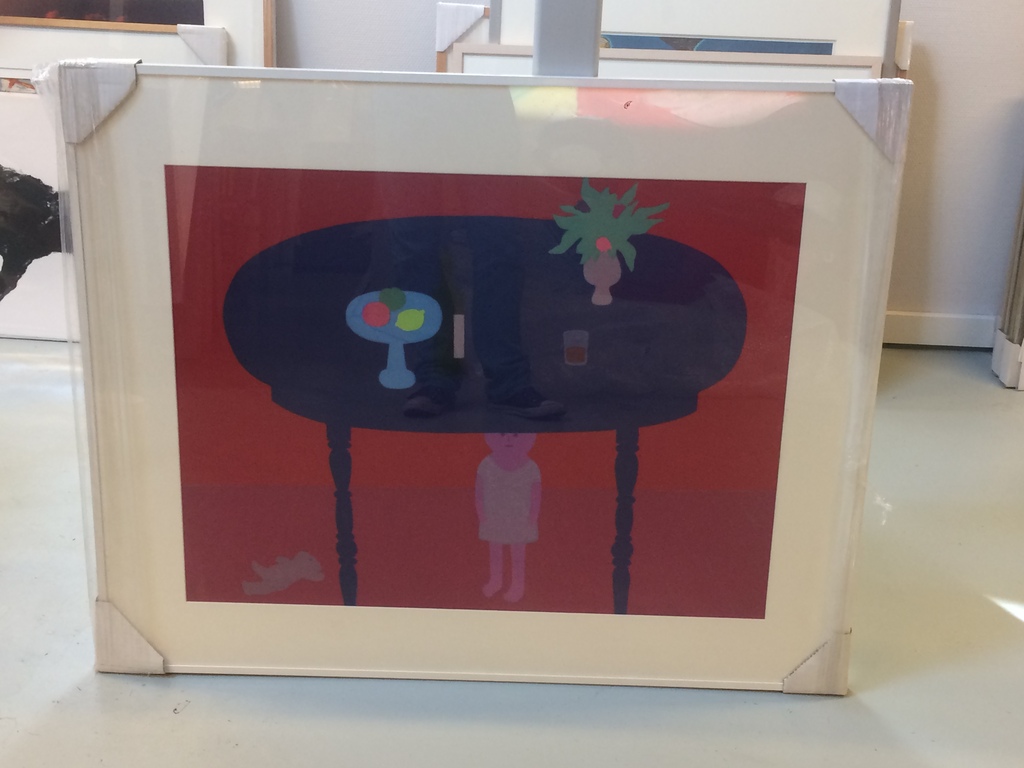 Jan Roede - Jan Roede, Onder de blauwe tafel, gesigneerd en genummerd met lijst! kopen? Bied vanaf 135!