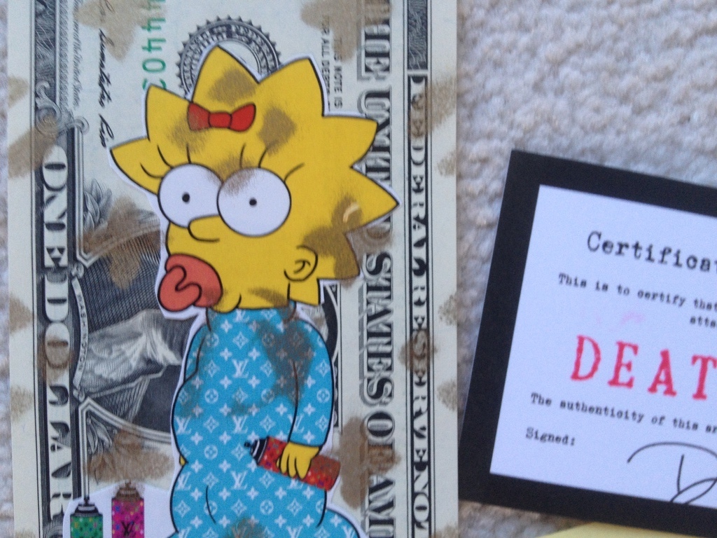 DEATH NYC, 1 Dollar biljet, The Simpsons 'USD $ 1 Baby Spray' uit 2013 kopen? Bied vanaf 1!