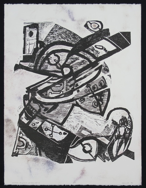 Manuel Kurpershoek: Houtsnede, Chaotisch fragment uit deze tijd 2 kopen? Bied vanaf 20!