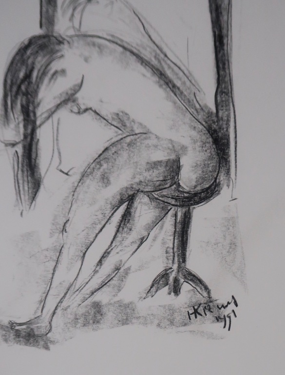 Hans Kuijs: Potloodtekening, Z.T. Figuur voor de spiegel kopen? Bied vanaf 1!